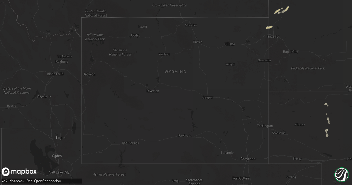 Hail map in Wyoming on September 13, 2025
