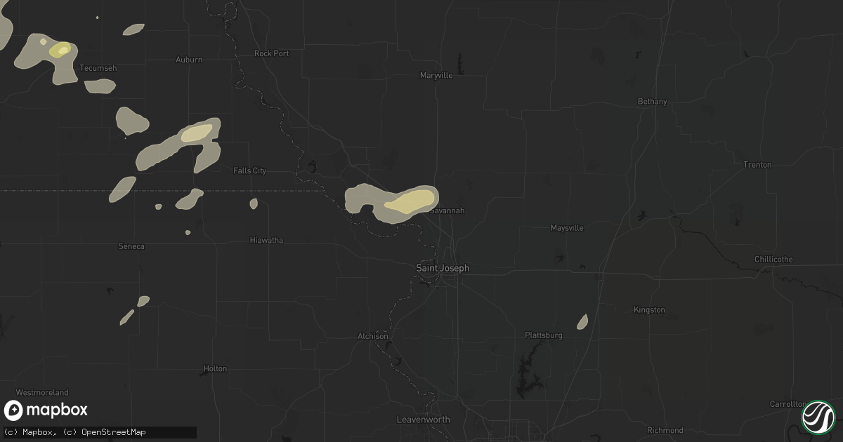 Hail map in Amazonia, MO on September 13, 2026