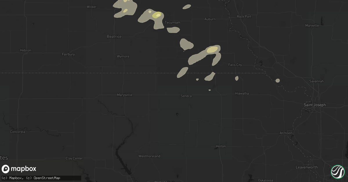 Hail map in Baileyville, KS on September 13, 2026
