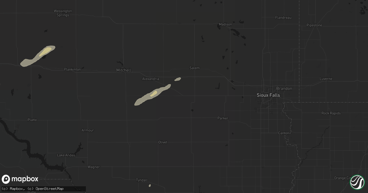 Hail map in Bridgewater, SD on September 13, 2026