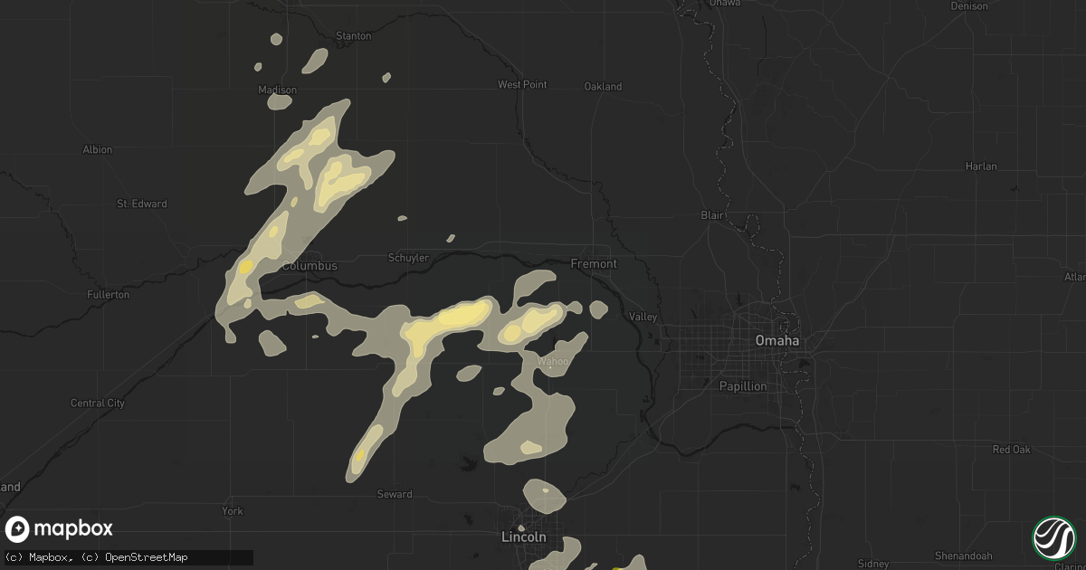 Hail map in Cedar Bluffs, NE on September 13, 2026