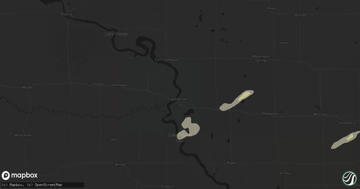 Hail map in Chamberlain, SD on September 13, 2026