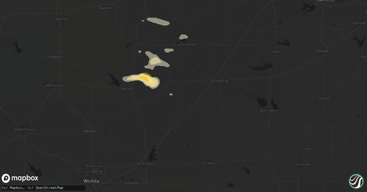 Hail map in Cottonwood Falls, KS on September 13, 2026