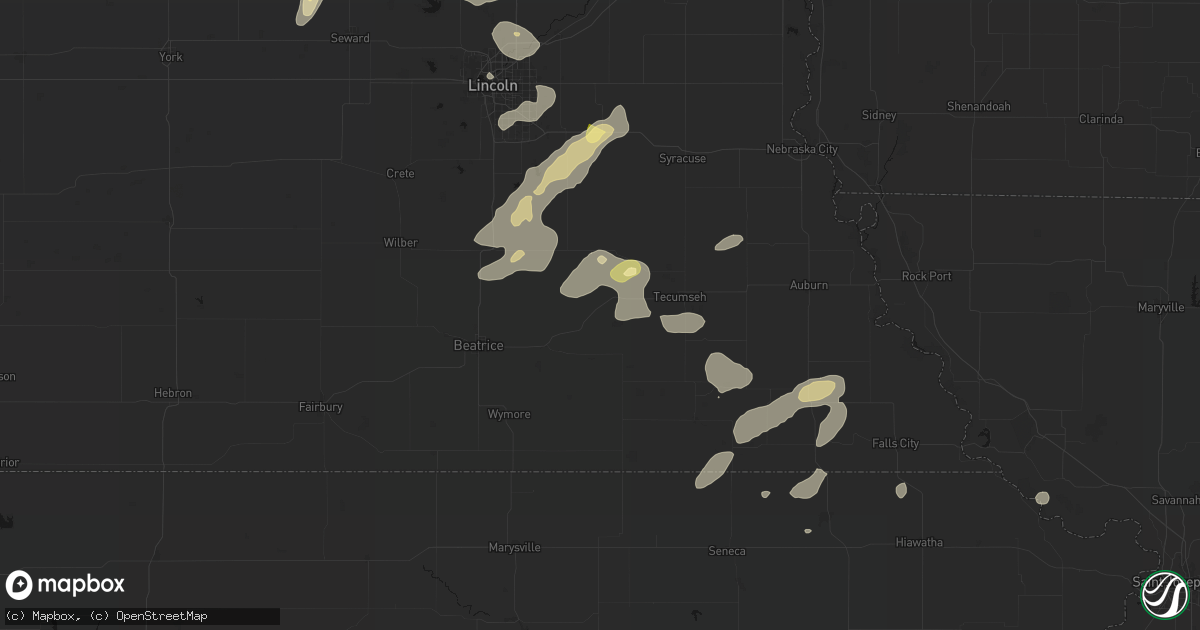 Hail map in Crab Orchard, NE on September 13, 2026