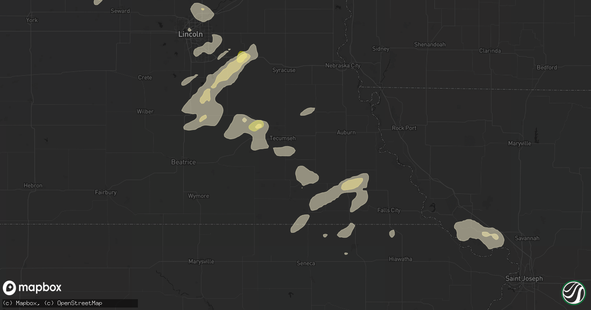 Hail map in Elk Creek, NE on September 13, 2026