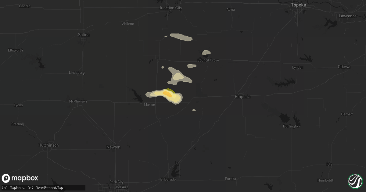 Hail map in Elmdale, KS on September 13, 2026