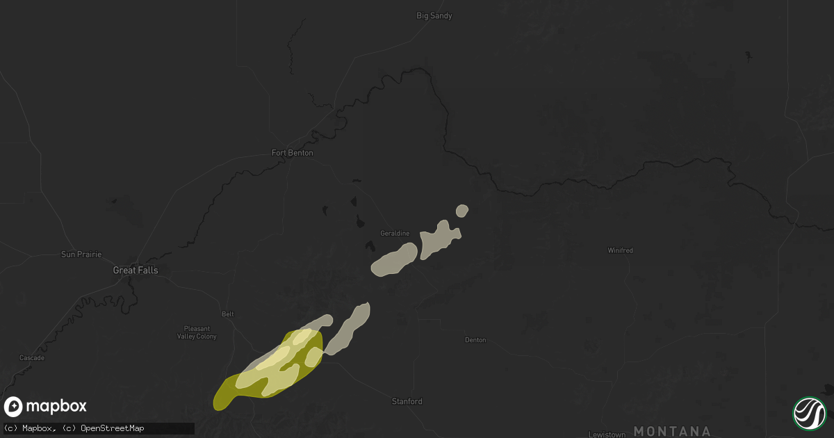 Hail map in Geraldine, MT on September 13, 2026