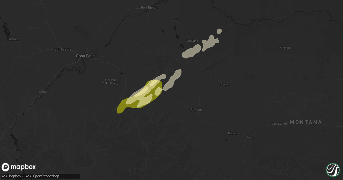 Hail map in Geyser, MT on September 13, 2026