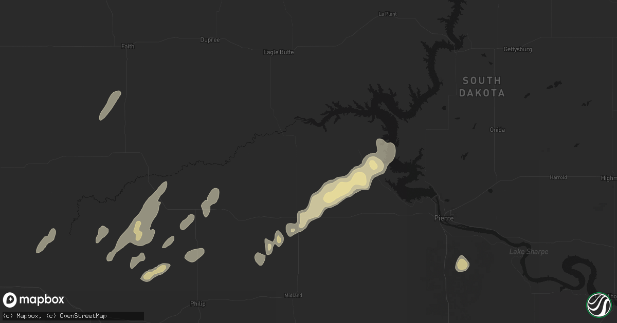 Hail map in Hayes, SD on September 13, 2026