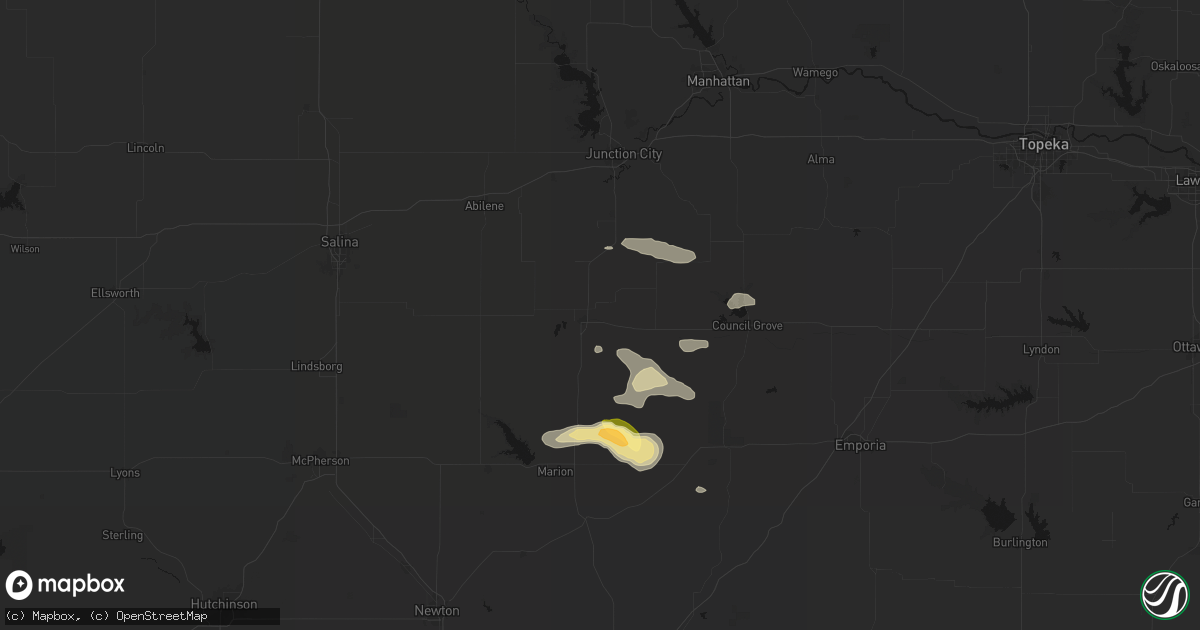 Hail map in Herington, KS on September 13, 2026