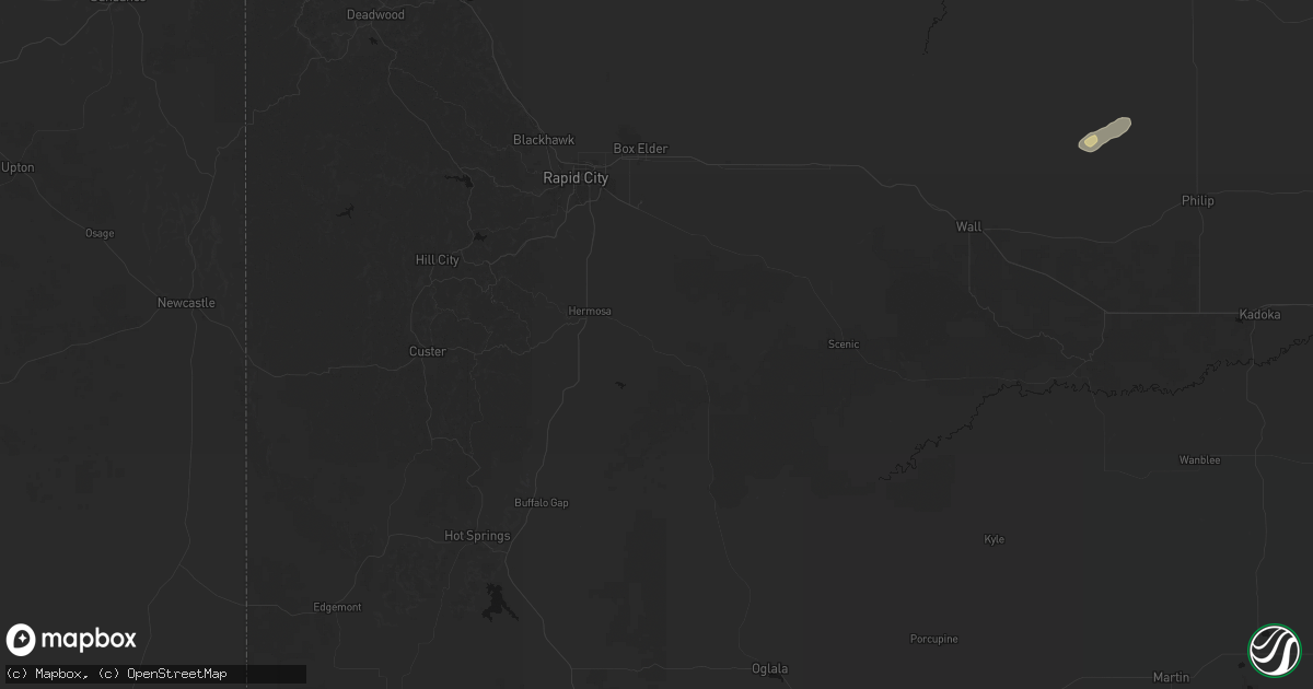 Hail map in Hermosa, SD on September 13, 2026