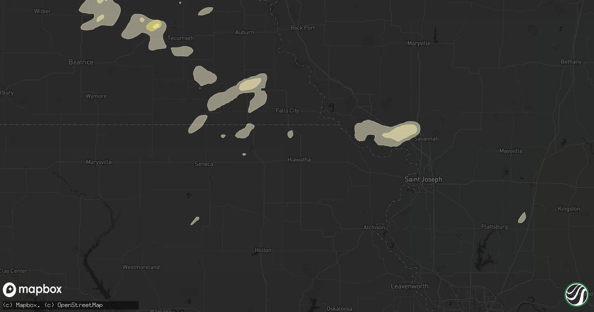 Hail map in Hiawatha, KS on September 13, 2026