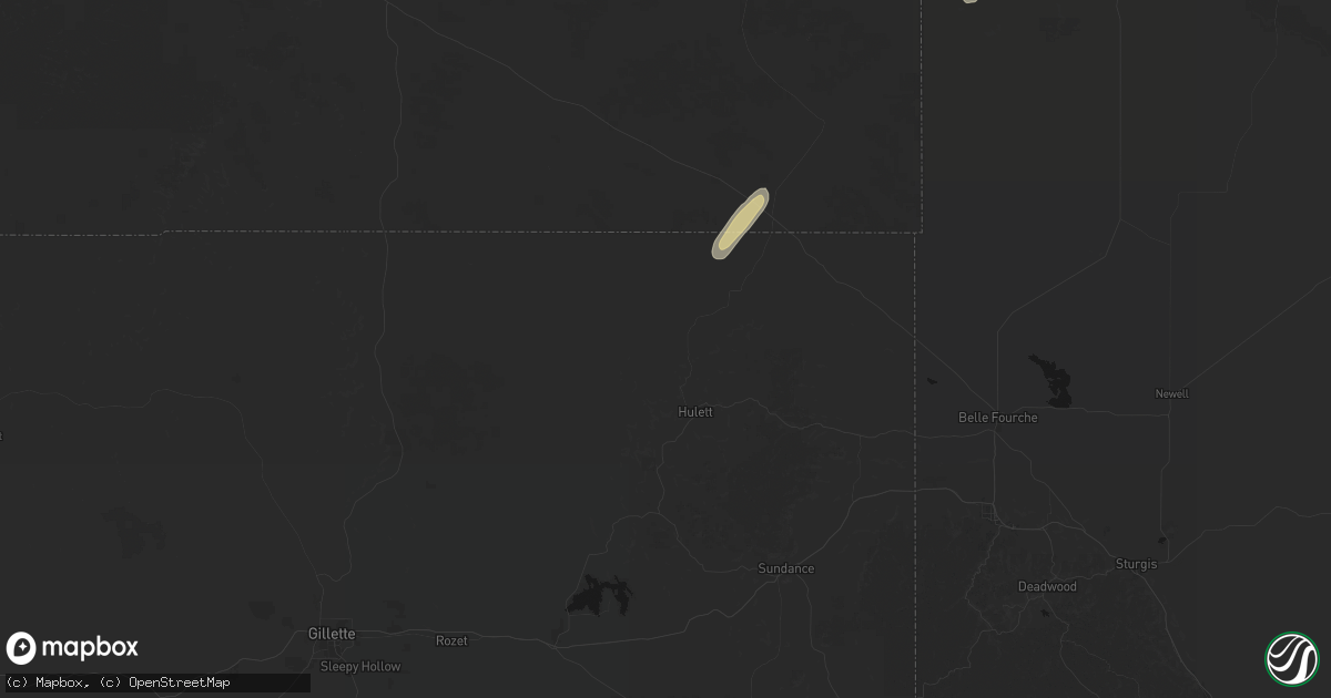 Hail map in Hulett, WY on September 13, 2026