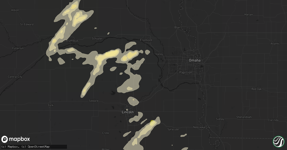 Hail map in Ithaca, NE on September 13, 2026