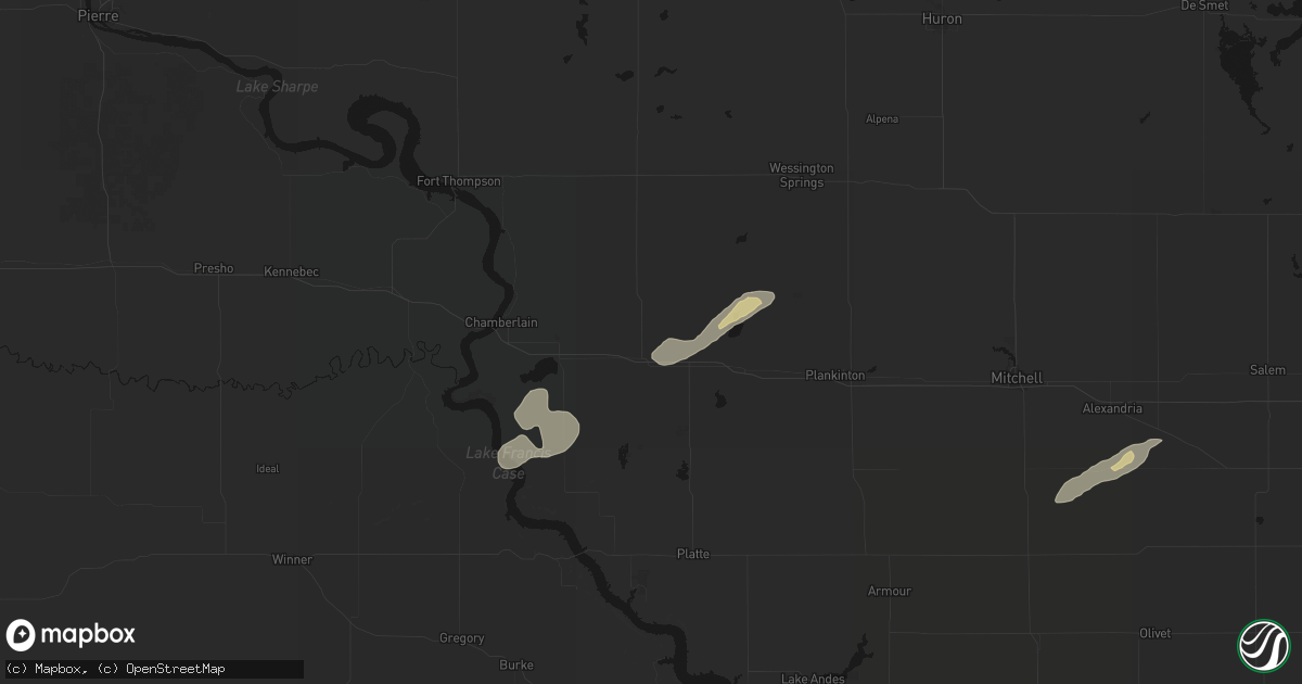 Hail map in Kimball, SD on September 13, 2026