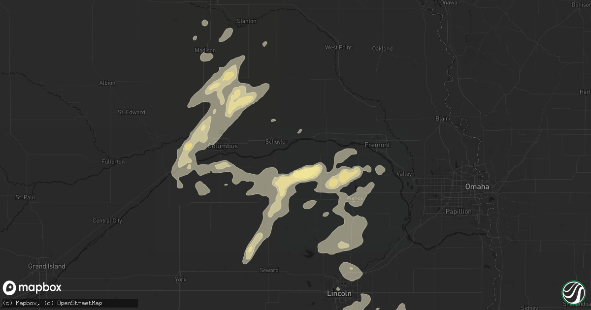 Hail map in Linwood, NE on September 13, 2026
