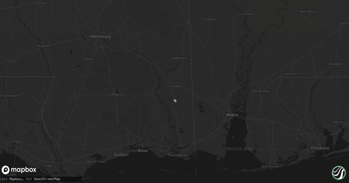 Hail map in Lucedale, MS on September 13, 2026