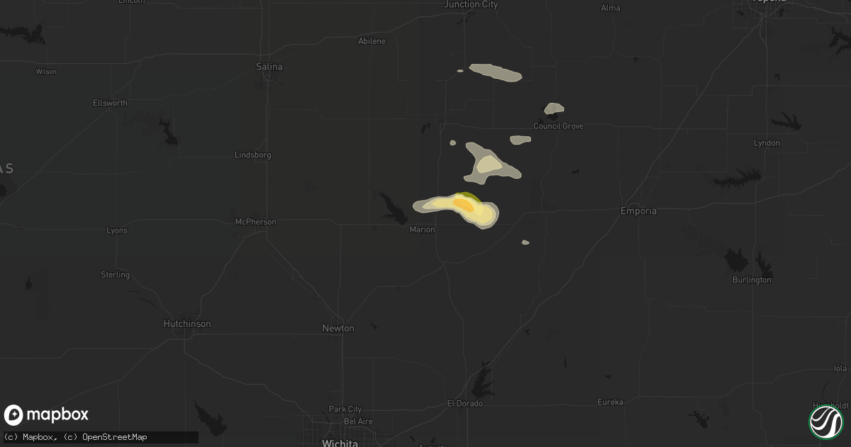 Hail map in Marion, KS on September 13, 2026