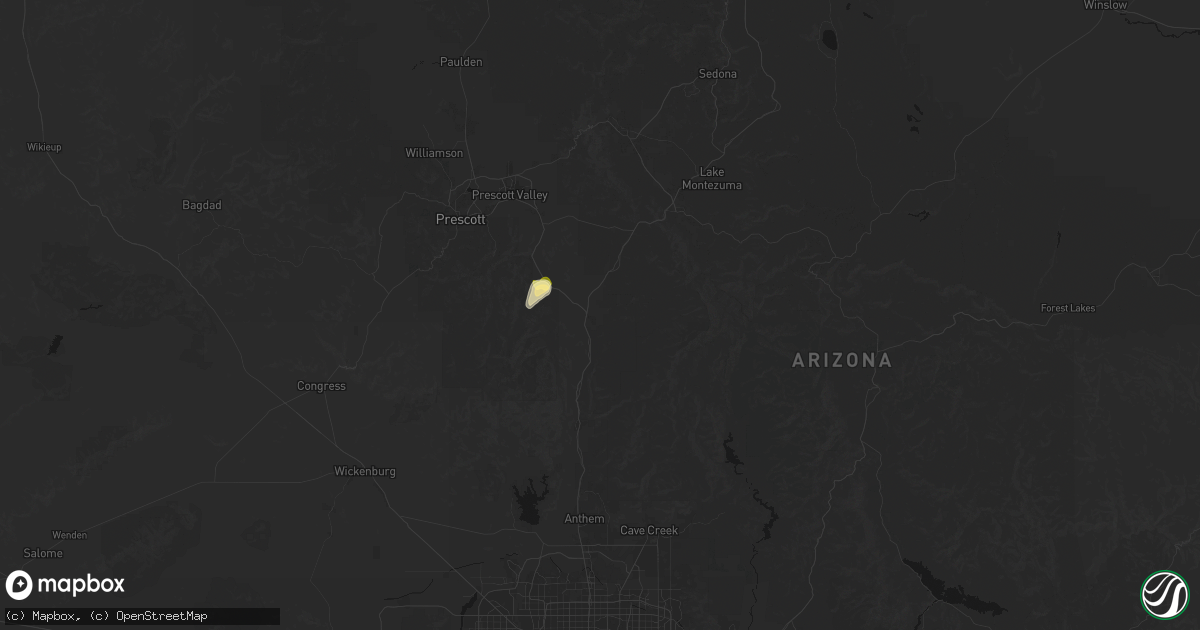 Hail map in Mayer, AZ on September 13, 2026