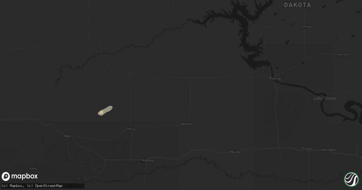 Hail map in Midland, SD on September 13, 2026
