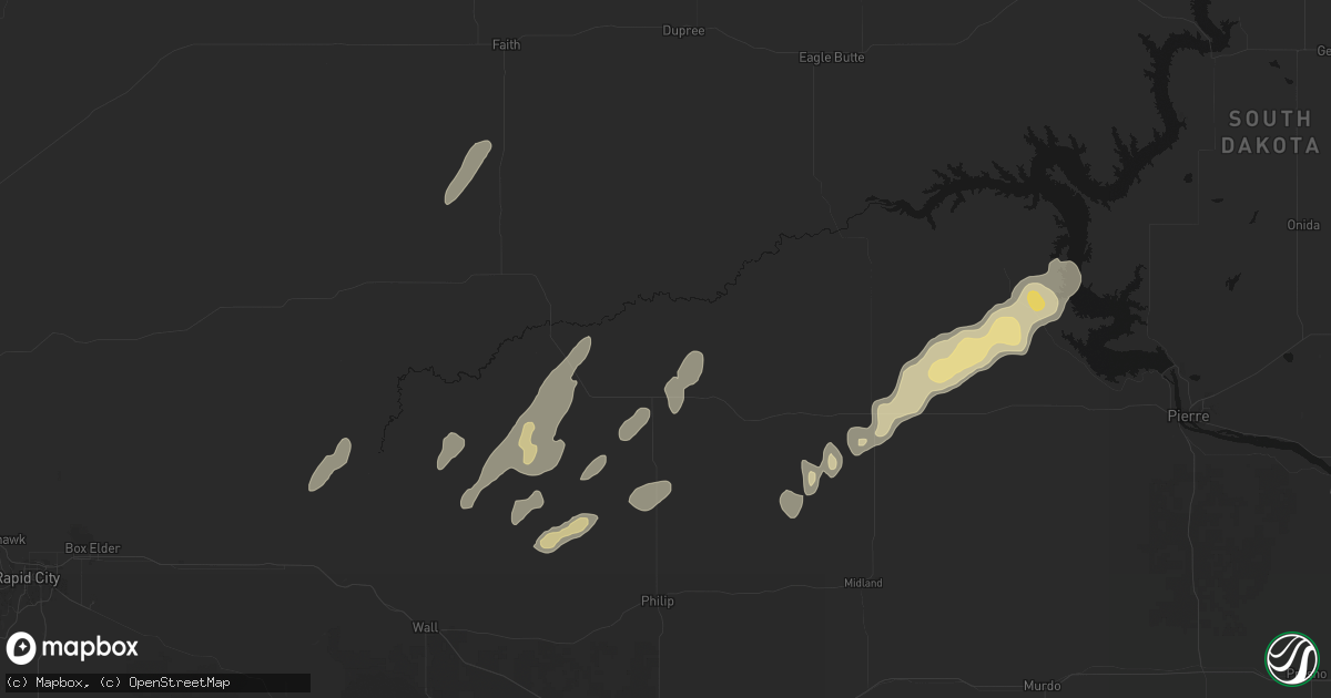 Hail map in Milesville, SD on September 13, 2026