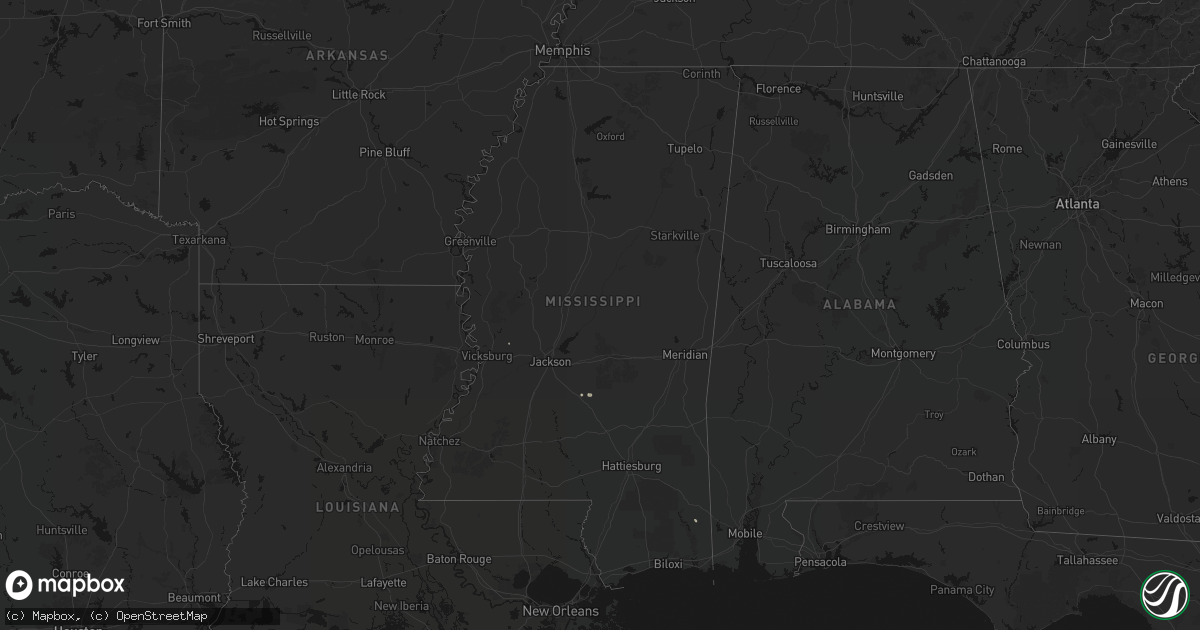 Hail map in Mississippi on September 13, 2026