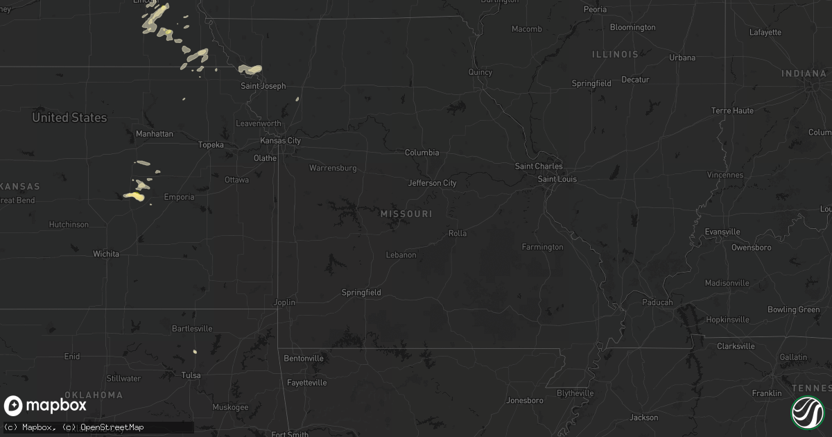 Hail map in Missouri on September 13, 2026