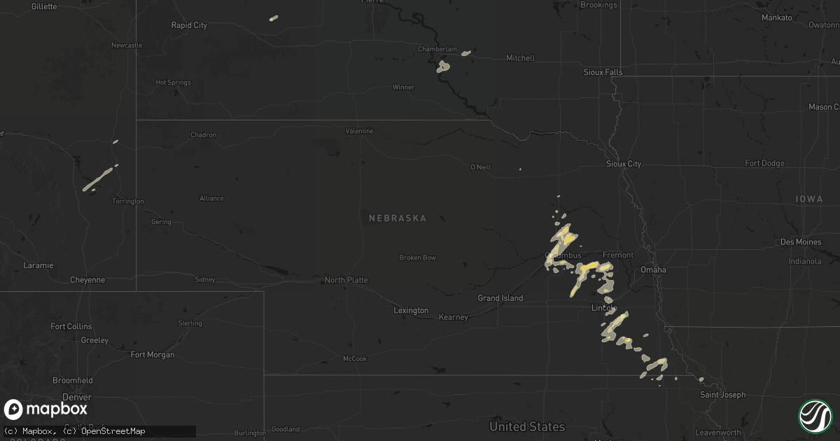 Hail map in Nebraska on September 13, 2026