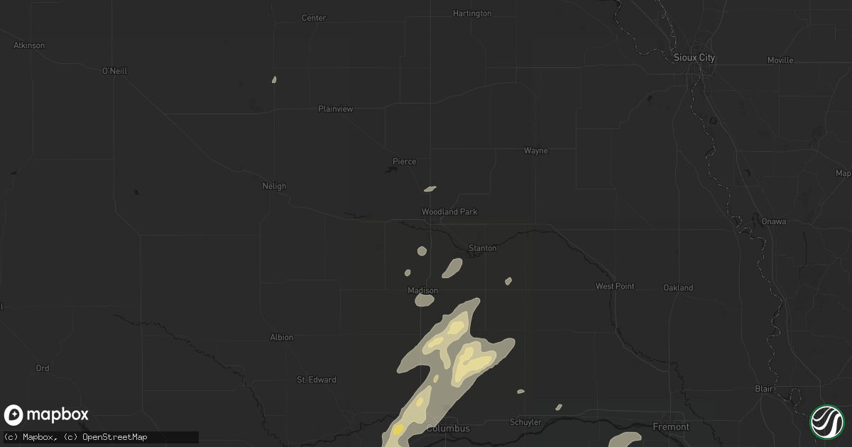 Hail map in Norfolk, NE on September 13, 2026