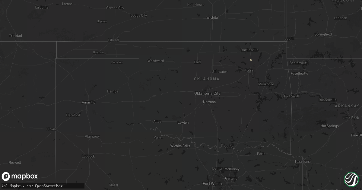 Hail map in Oklahoma on September 13, 2026