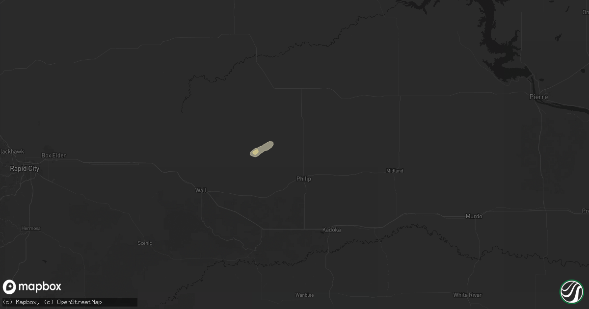 Hail map in Philip, SD on September 13, 2026