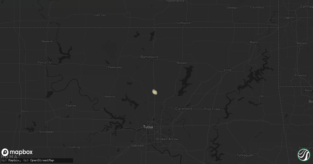 Hail map in Ramona, OK on September 13, 2026