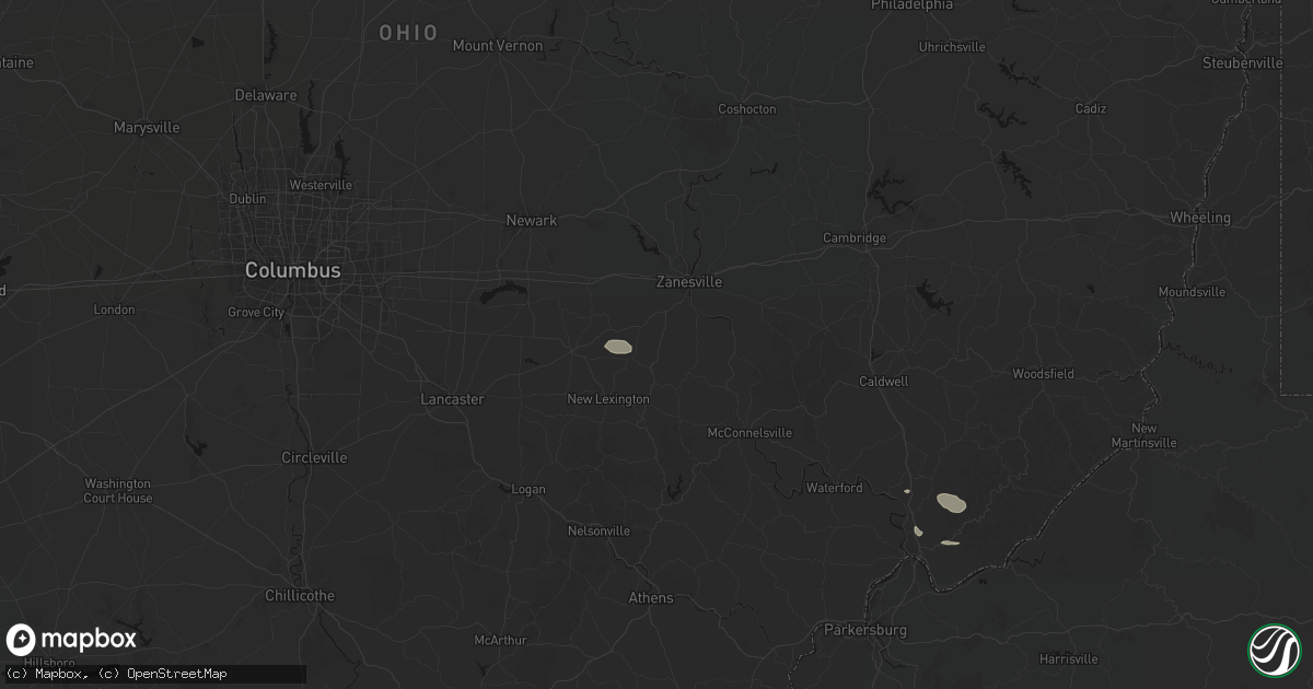 Hail map in Roseville, OH on September 13, 2026