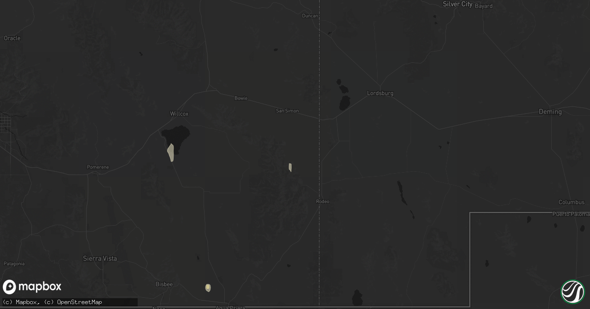 Hail map in San Simon, AZ on September 13, 2026