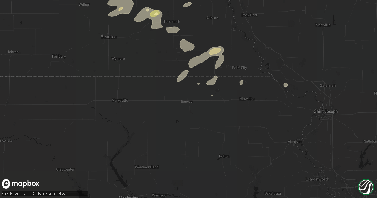 Hail map in Seneca, KS on September 13, 2026