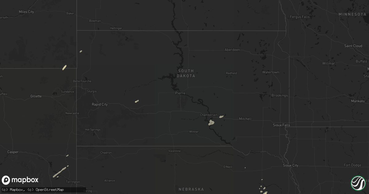 Hail map in South Dakota on September 13, 2026