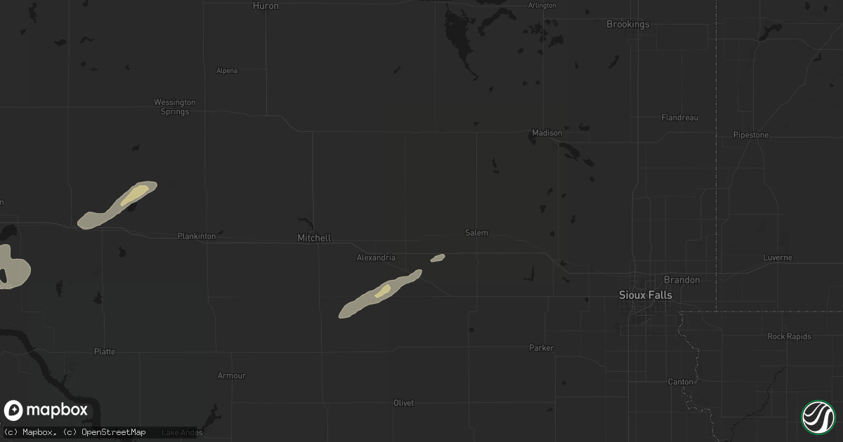 Hail map in Spencer, SD on September 13, 2026