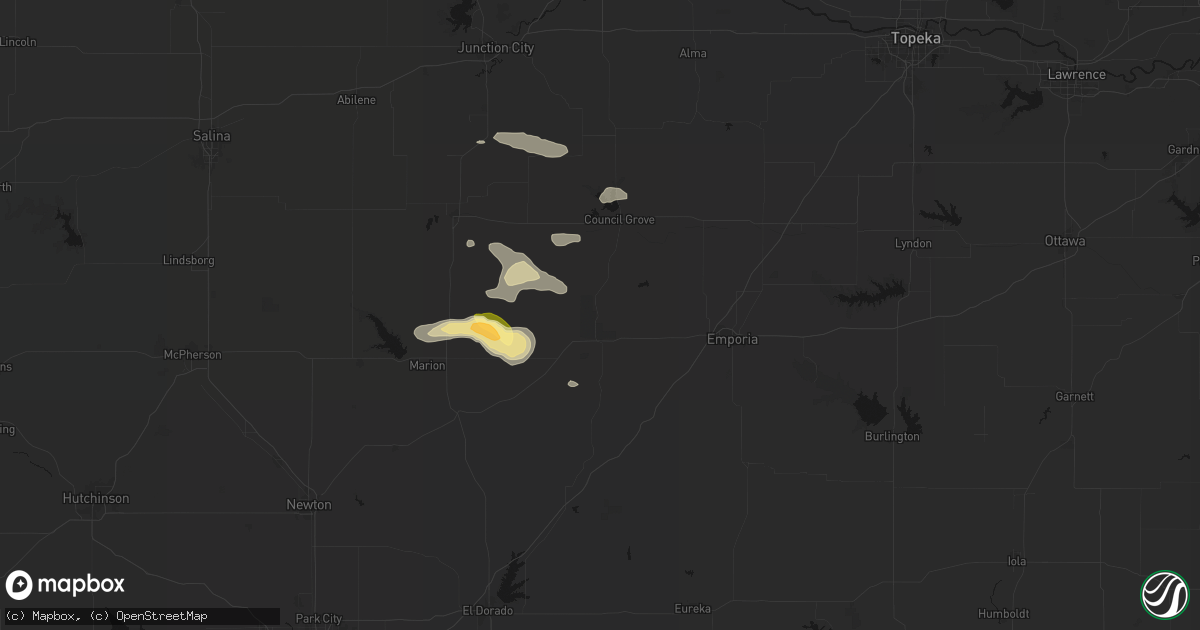 Hail map in Strong City, KS on September 13, 2026