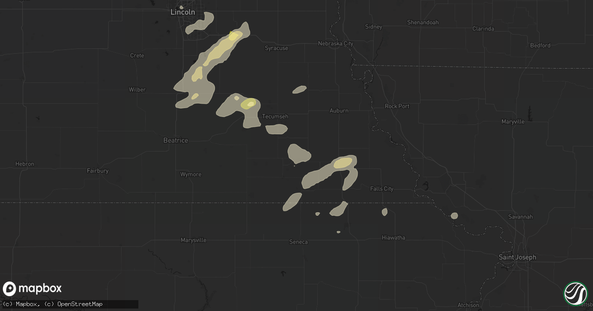 Hail map in Table Rock, NE on September 13, 2026