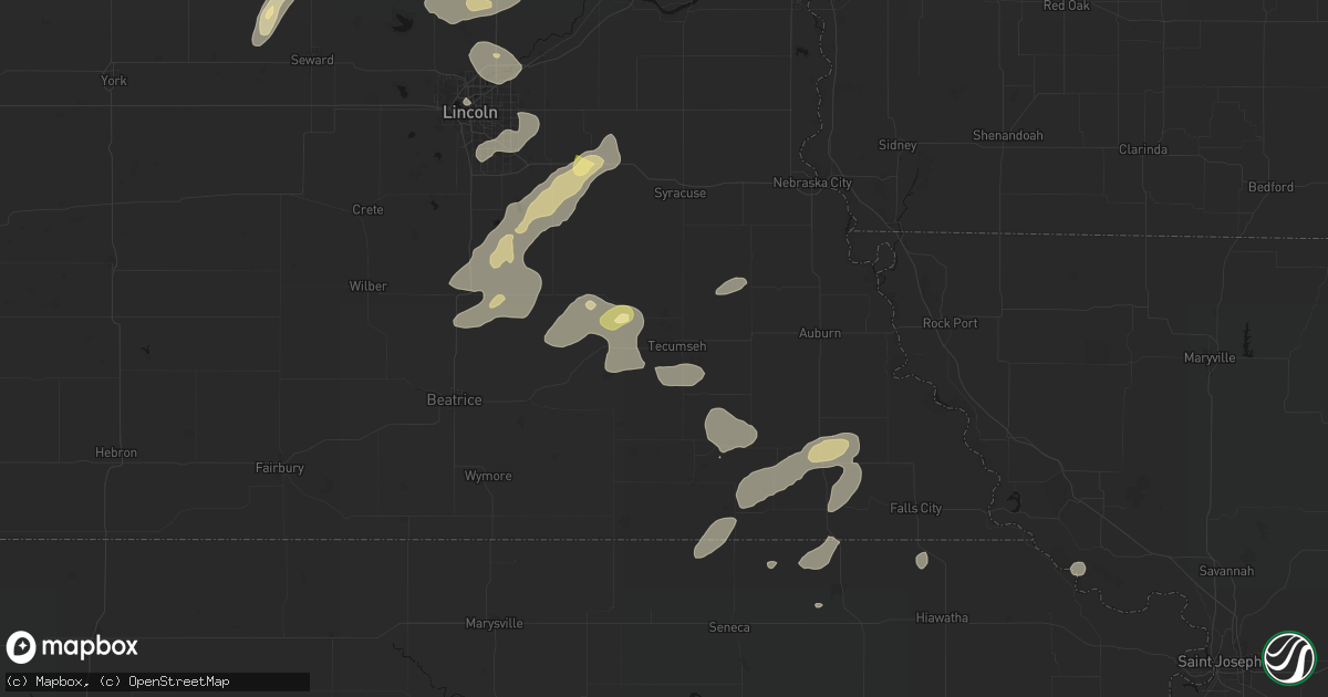 Hail map in Tecumseh, NE on September 13, 2026