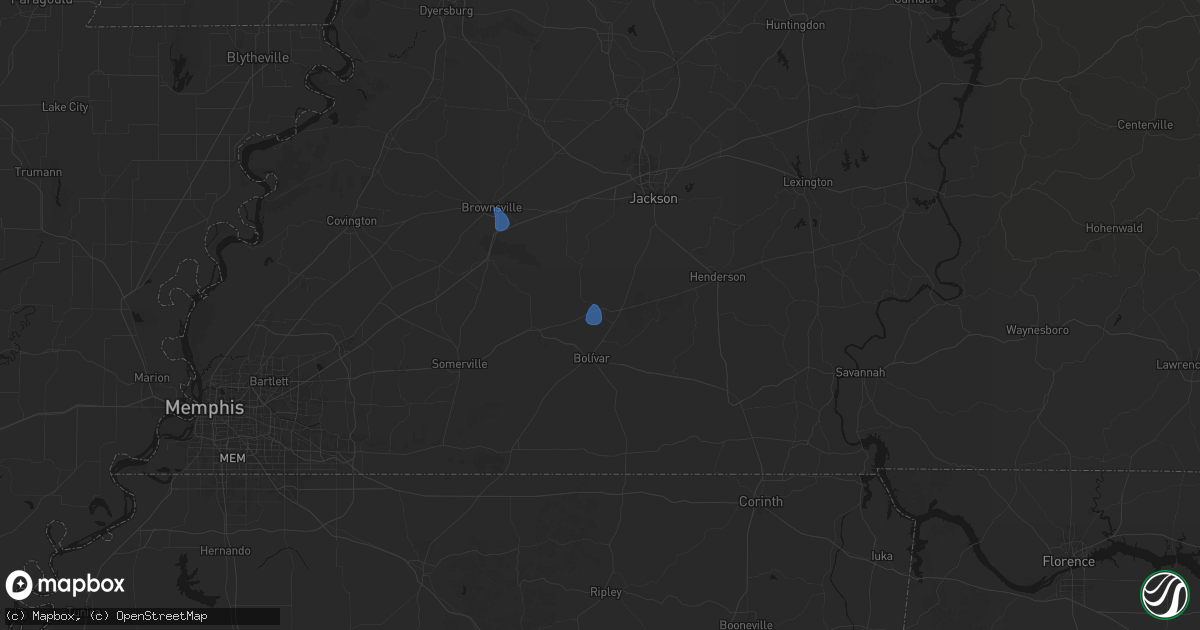 Hail map in Toone, TN on September 13, 2026