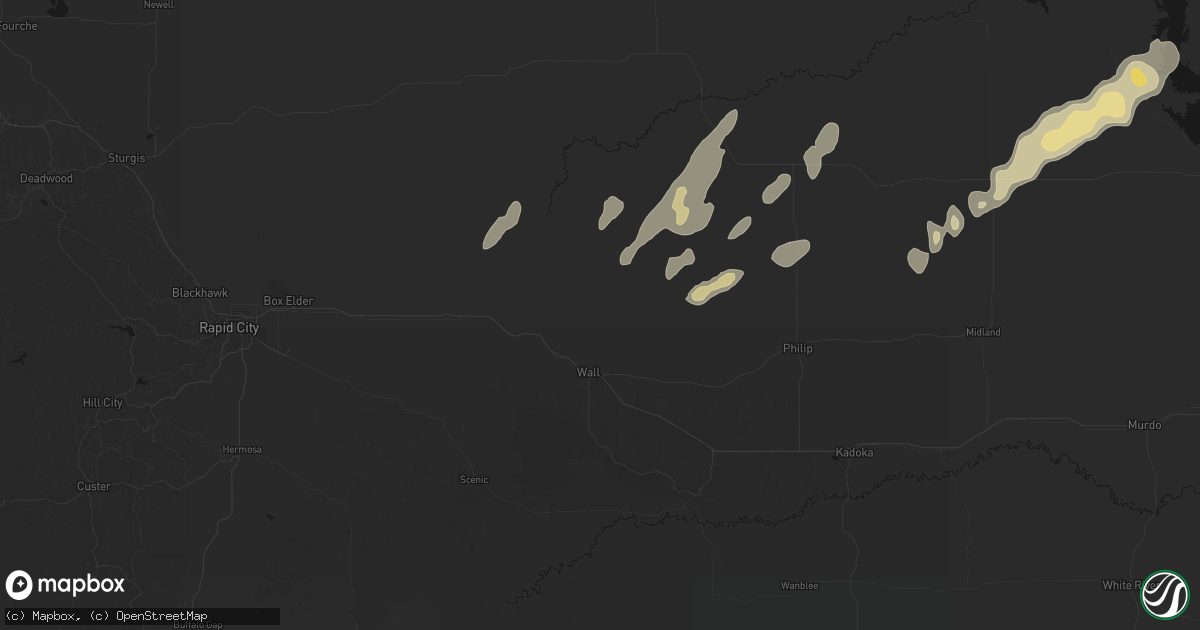 Hail map in Wall, SD on September 13, 2026