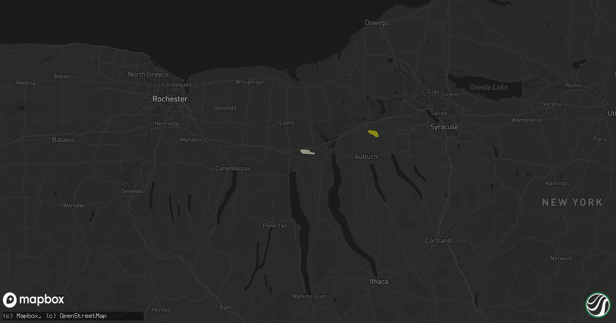 Hail map in Waterloo, NY on September 13, 2026