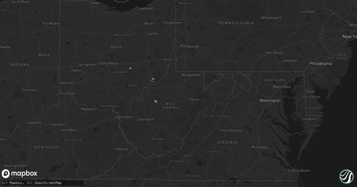 Hail map in West Virginia on September 13, 2026