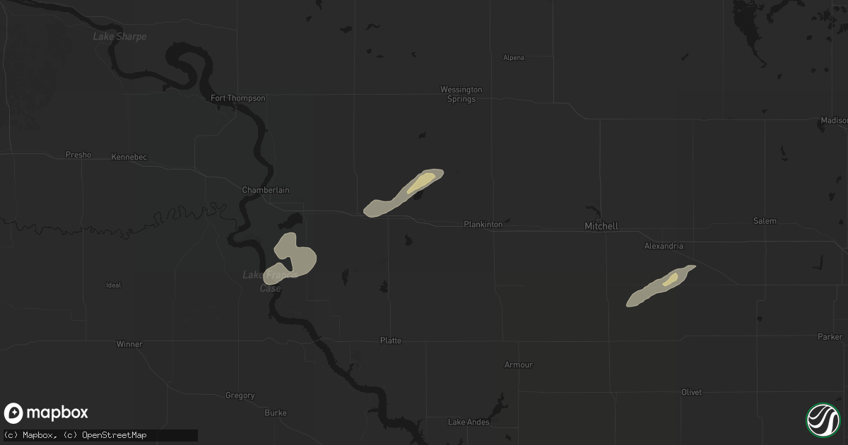 Hail map in White Lake, SD on September 13, 2026