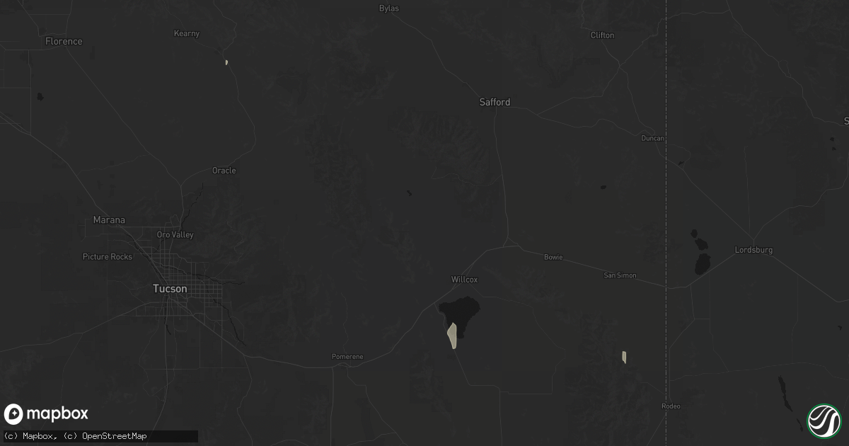 Hail map in Willcox, AZ on September 13, 2026