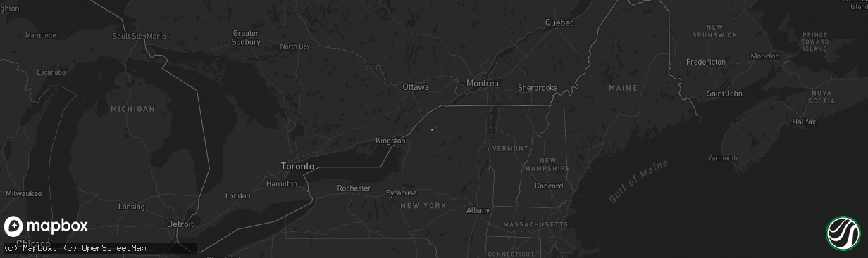 Hail map in New York on September 14, 2012