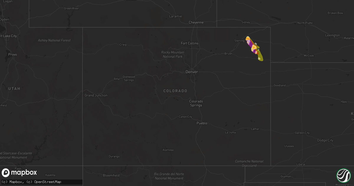 Hail map in Colorado on September 14, 2014