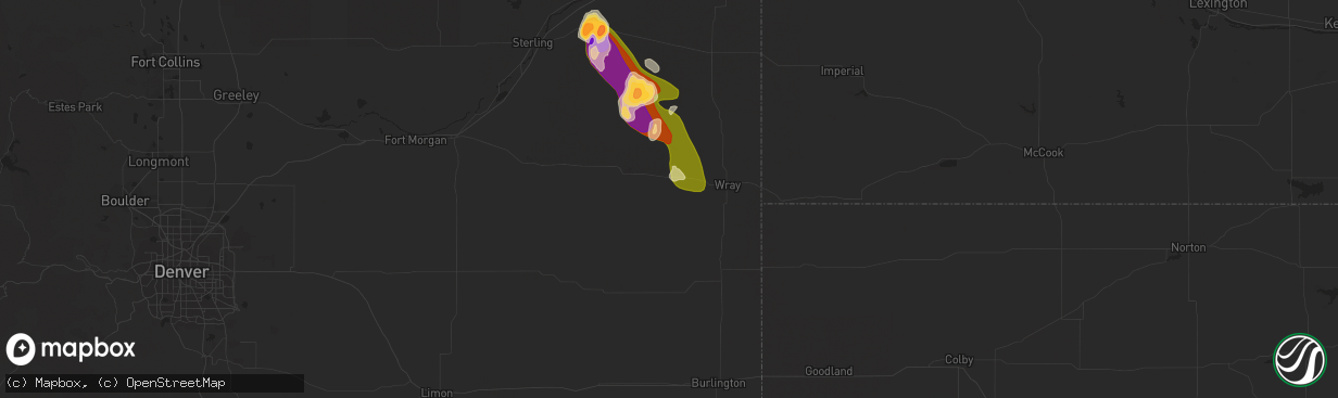 Hail map in Eckley, CO on September 14, 2014