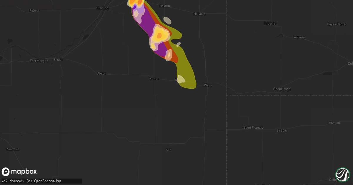 Hail map in Eckley, CO on September 14, 2014